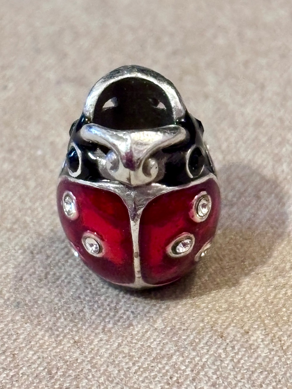 Brighton big ladybug bead with crystals for spots Red & black enamel Retired - Picture 2 of 9